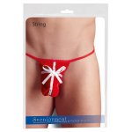 SVENJOYMENT - CZERWONE MĘSKIE STRINGI PREZENTOWE Z KOKARDKĄ NA PENISIE