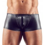 SVENJOYMENT - CZARNE BOKSERKI W POŁYSKU I SUWAKAMI NA PENISA