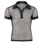 SVENJOYMENT - CZARNA MĘSKA KOSZULKA POLO Z KOŁNIERZYKIEM Z SIATECZKI