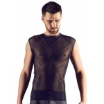 SVENJOYMENT - KOSZULKA SIATKOWA Z PASKAMI I MATOWA Z TYŁU CZARNA