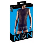 SVENJOYMENT - KOSZULKA SIATKOWA Z PASKAMI I MATOWA Z TYŁU CZARNA