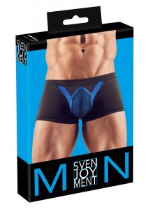 SVENJOYMENT - CZARNE MĘSKIE BOKSERKI PODNOSZĄCE TYŁEK Z NIEBIESKIMI WSTAWKAMI
