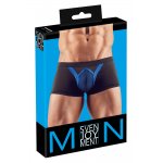 SVENJOYMENT - CZARNE MĘSKIE BOKSERKI PODNOSZĄCE TYŁEK Z NIEBIESKIMI WSTAWKAMI