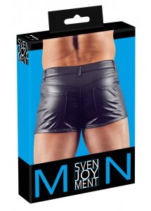 SVENJOYMENT - CZARNE MĘSKIE SZORTY Z SZLUFKAMI I KIESZENIAMI