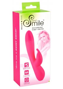 SWEET SMILE - SYLIKONOWY WIBRATOR KRÓLIKA DO STYMULACJI ŁECHTACZKI RÓŻOWY