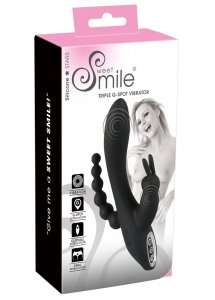 SWEET SMILE - POTRÓJNY WIBRATOR ZE STYMULACJĄ ŁECHTACZKI I ANUSA