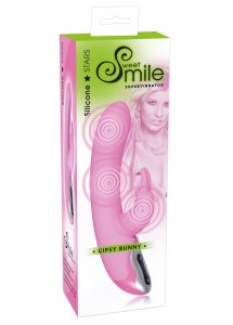 SWEET SMILE - ELASTYCZNY WIBRATOR KRÓLIK TRÓJSILNIKOWY RÓŻOWY