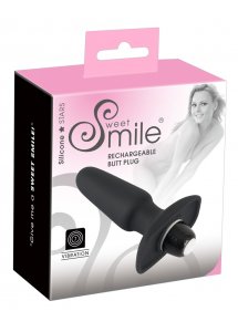 SWEET SMILE - WTYCZKA ANALNA Z 7 TRYBAMI WIBRACJI 14CM CZARNA