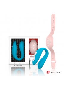 NIEBIESKI UROCZY WIBRATOR “WEAR WATCH” Z RÓŻOWYM ZEGARKIEM WATCHME 