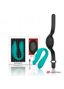 TURKUSOWY UROCZY WIBRATOR “WEAR WATCH” Z CZARNYM ZEGARKIEM WATCHME 