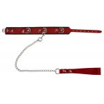 WILD THING BY ZADO - SKÓRZANA OBROŻA ZE SREBRNYM ŁAŃCUSZKIEM CZERWONA