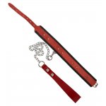 WILD THING BY ZADO - SKÓRZANA OBROŻA ZE SREBRNYM ŁAŃCUSZKIEM CZERWONA