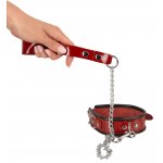 WILD THING BY ZADO - SKÓRZANA OBROŻA ZE SREBRNYM ŁAŃCUSZKIEM CZERWONA