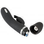 XOUXOU - ELASTYCZNY WIBRATOR ZE STYMULATOREM ŁECHTACZKI CZARNY