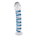 YOU2TOYS - SZKLANE PRZEZROCZYSTE ZAKRZYWIONE DILDO 18CM