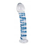 YOU2TOYS - SZKLANE PRZEZROCZYSTE ZAKRZYWIONE DILDO 18CM