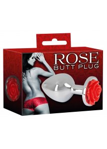 YOU2TOYS - SREBRNY KOREK ANALNY Z CZERWONĄ RÓŻĄ