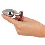 YOU2TOYS - SREBRNY KOREK ANALNY Z CZERWONYM SERCEM 8,2CM