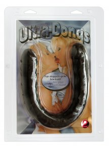 YOU2TOYS - ZAKRZYWIONE PODWÓJNE DŁUGIE DILDO 43CM CZARNE