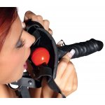 ZADO - SKÓRZANA UPRZĄŻ NA GŁOWĘ Z DILDO I KNEBLEM