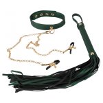 ZESTAW BDSM PEJCZ I OBROŻA Z ZACISKAMI NA SUTKI/FLOGGER AND COLLAR