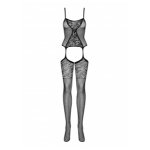 OBSESSIVE F211 BODYSTOCKING CZARNE WZORZYSTE 50005-8